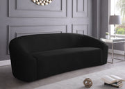 Riley 91" Velvet Upholstered Sofa in Black - 610Black-S