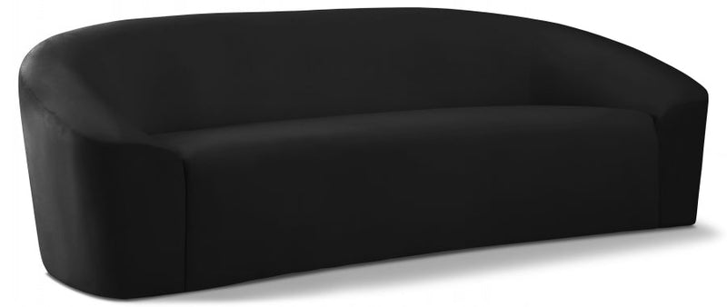 Riley 91" Velvet Upholstered Sofa in Black - 610Black-S