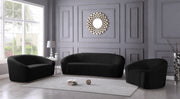 Riley 91" Velvet Upholstered Sofa in Black - 610Black-S