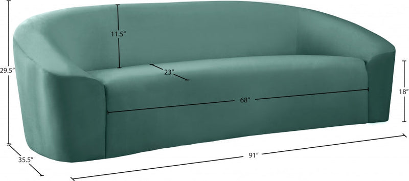 Riley 91" Velvet Upholstered Sofa in Green - 610Mint-S