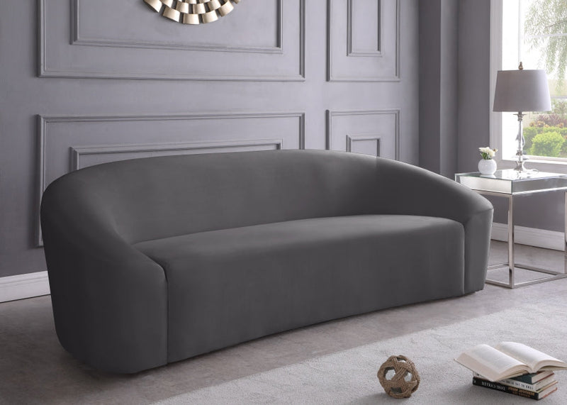 Riley 91" Velvet Upholstered Sofa in Grey - 610Grey-S