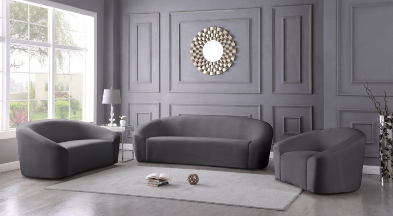 Riley 91" Velvet Upholstered Sofa in Grey - 610Grey-S