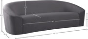 Riley 91" Velvet Upholstered Sofa in Grey - 610Grey-S