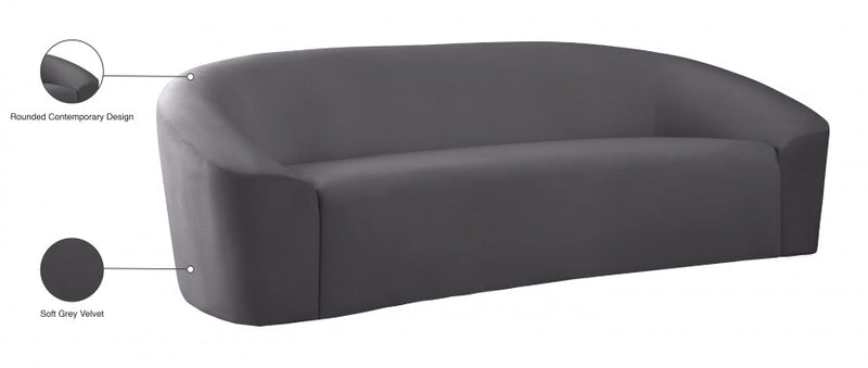 Riley 91" Velvet Upholstered Sofa in Grey - 610Grey-S