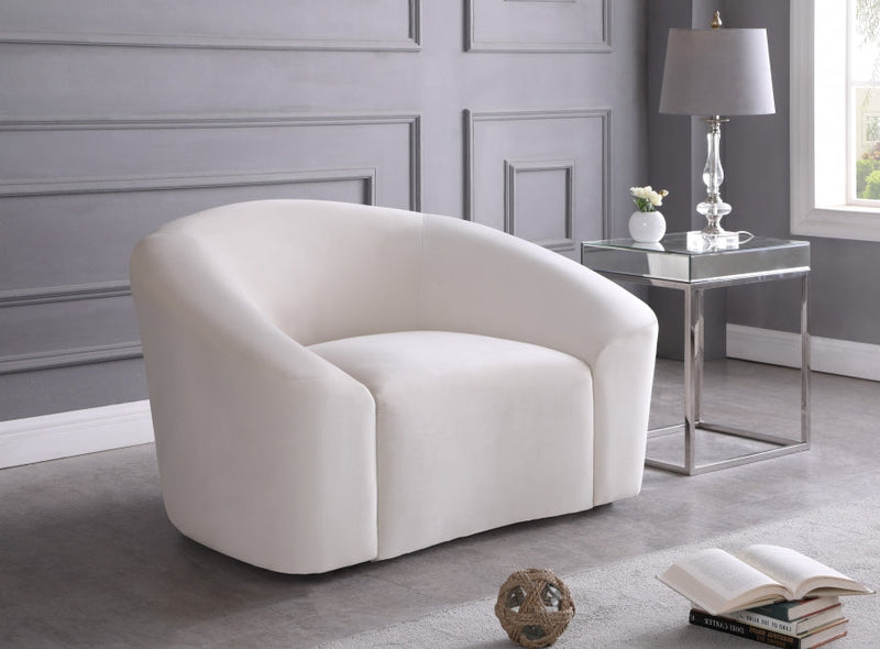 Riley Velvet Upholstered Chair in Cream - 610Cream-C