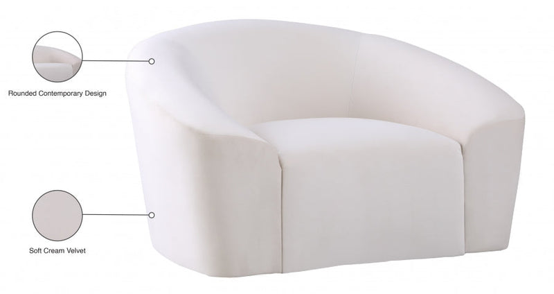 Riley Velvet Upholstered Chair in Cream - 610Cream-C