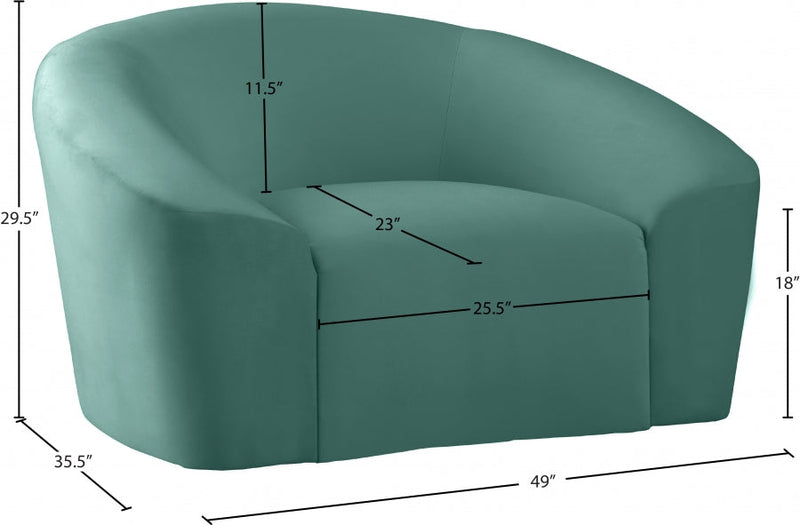 Riley Velvet Upholstered Chair in Green - 610Mint-C