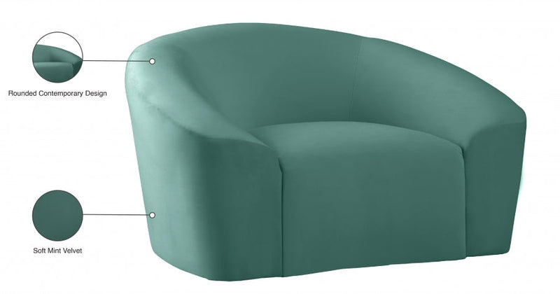 Riley Velvet Upholstered Chair in Green - 610Mint-C