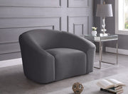 Riley Velvet Upholstered Chair in Grey - 610Grey-C