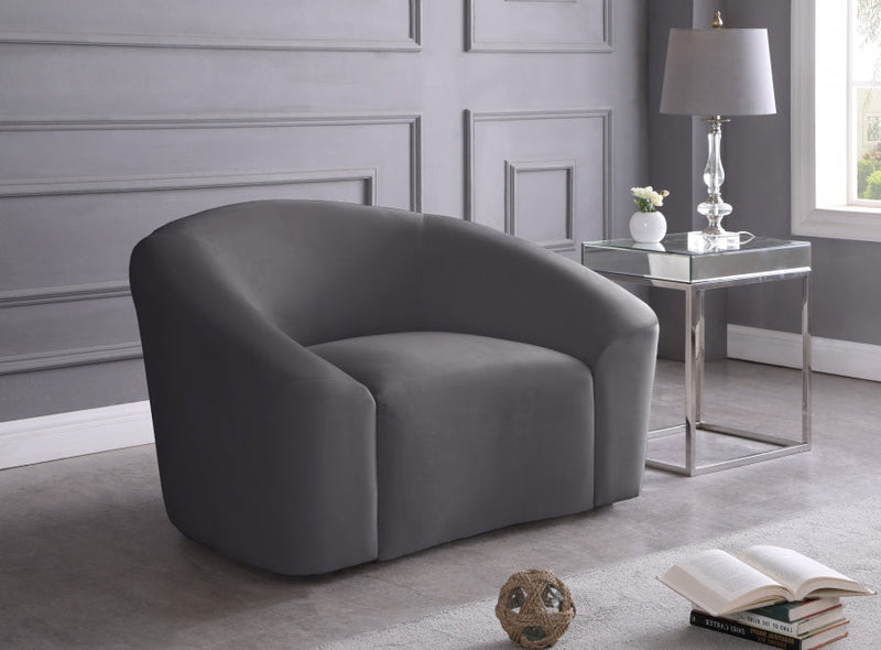 Riley Velvet Upholstered Chair in Grey - 610Grey-C