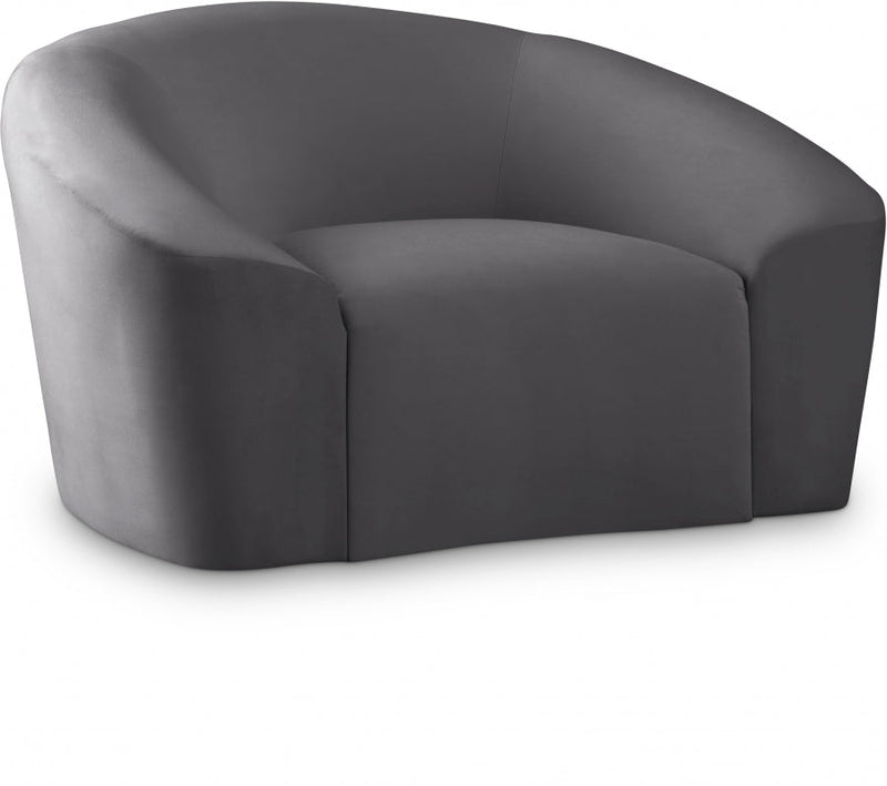 Riley Velvet Upholstered Chair in Grey - 610Grey-C