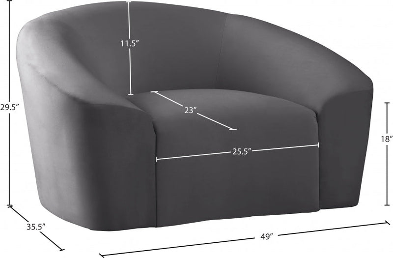 Riley Velvet Upholstered Chair in Grey - 610Grey-C