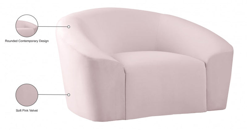 Riley Velvet Upholstered Chair in Pink - 610Pink-C