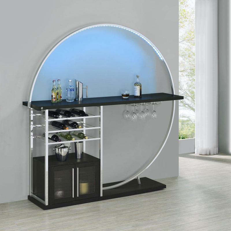 Risley 2-door Circular LED Wine Cabinet Dark Charcoal - 182799