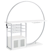 Risley 2-door Circular LED Wine Cabinet White High Gloss - 182798