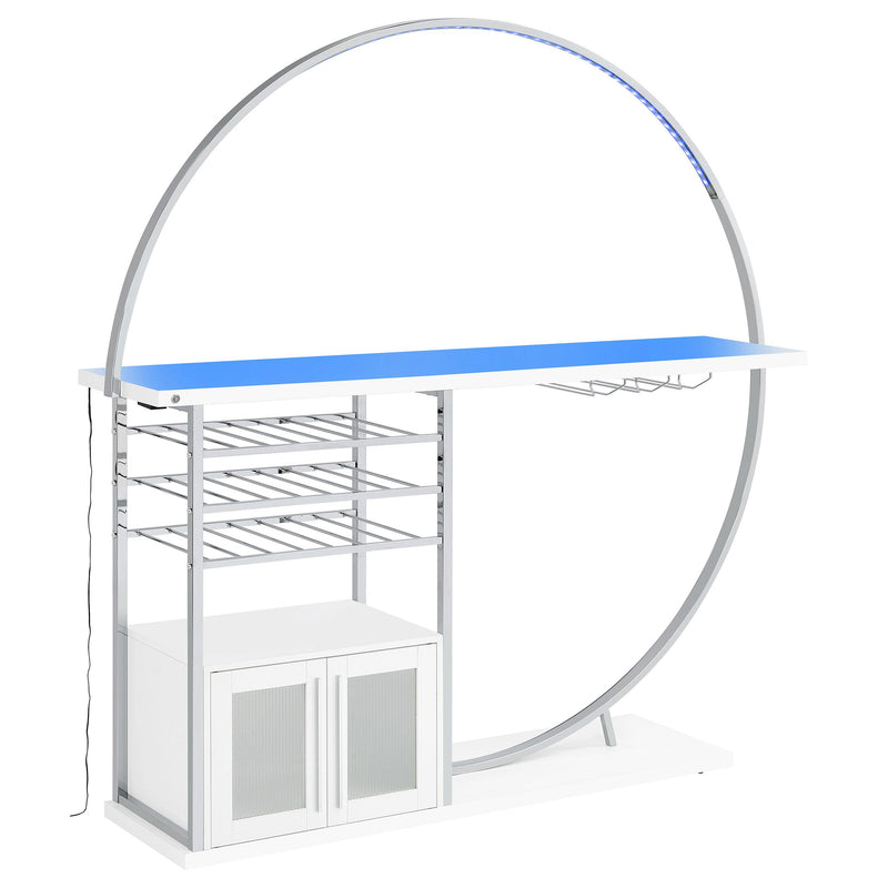 Risley 2-door Circular LED Wine Cabinet White High Gloss - 182798