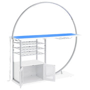 Risley 2-door Circular LED Wine Cabinet White High Gloss - 182798