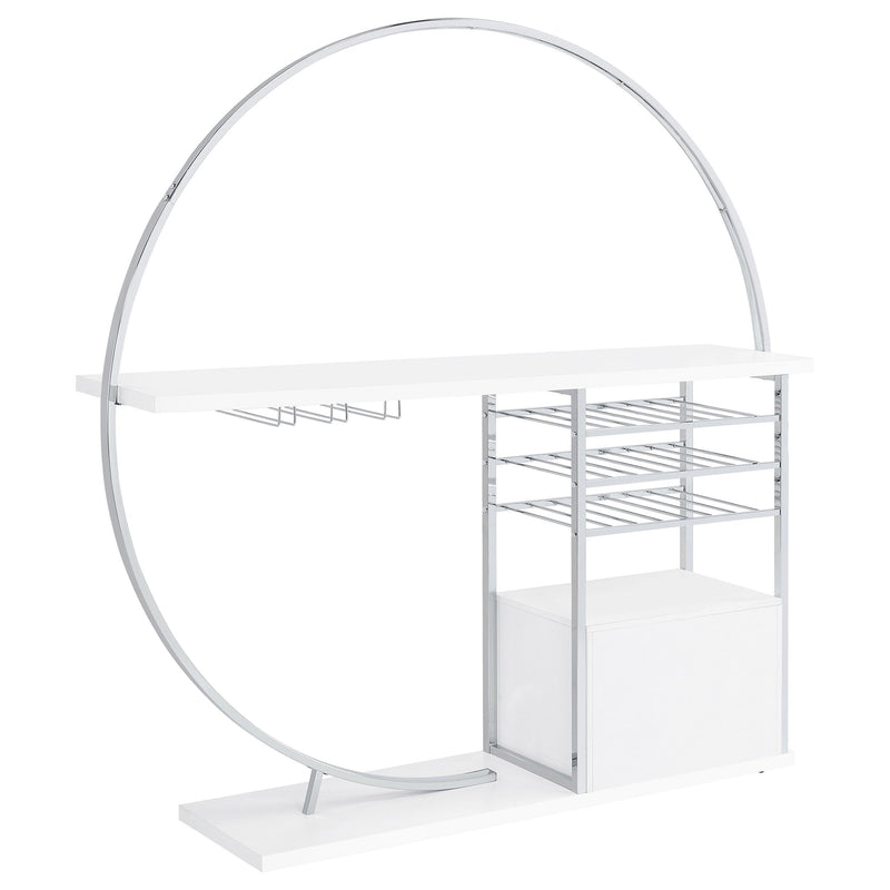 Risley 2-door Circular LED Wine Cabinet White High Gloss - 182798