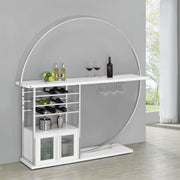 Risley 2-door Circular LED Wine Cabinet White High Gloss - 182798