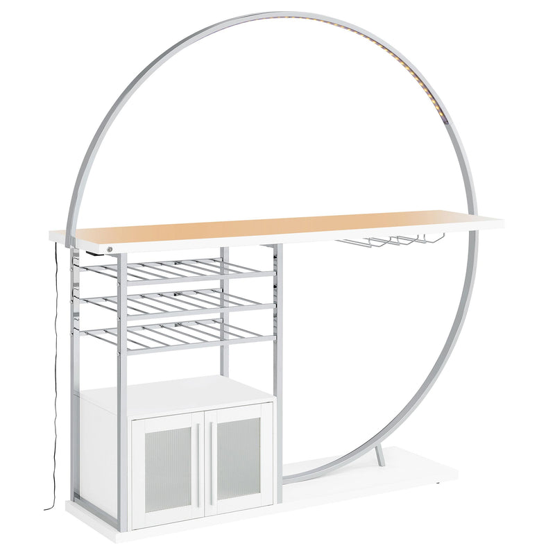 Risley 2-door Circular LED Wine Cabinet White High Gloss - 182798