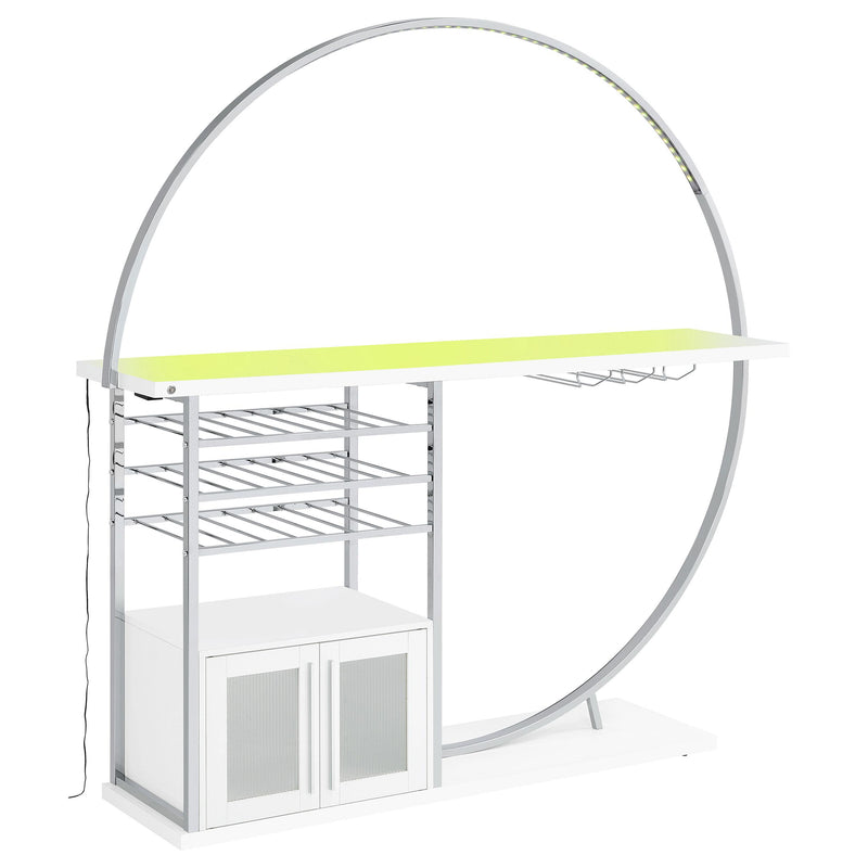 Risley 2-door Circular LED Wine Cabinet White High Gloss - 182798