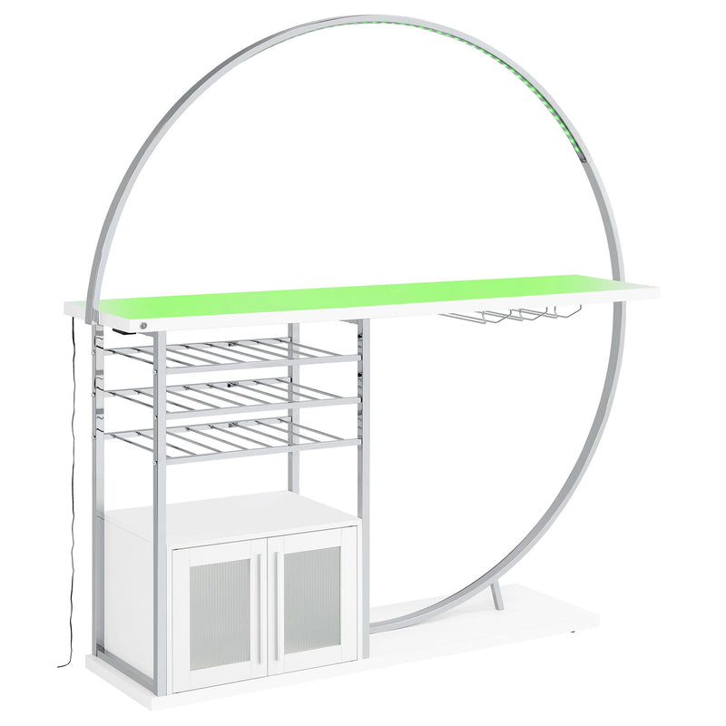 Risley 2-door Circular LED Wine Cabinet White High Gloss - 182798
