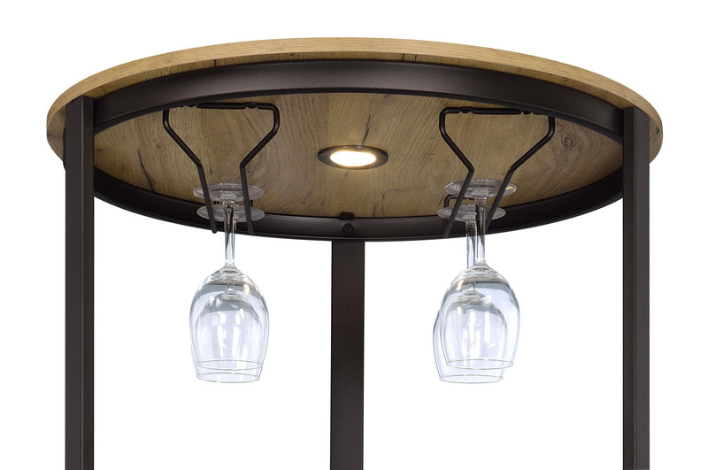 Ritter Round LED Bar Wine Storage Cabinet Rustic Oak - 182480