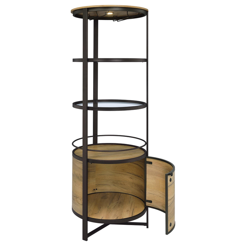 Ritter Round LED Bar Wine Storage Cabinet Rustic Oak - 182480