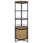 Ritter Round LED Bar Wine Storage Cabinet Rustic Oak - 182480