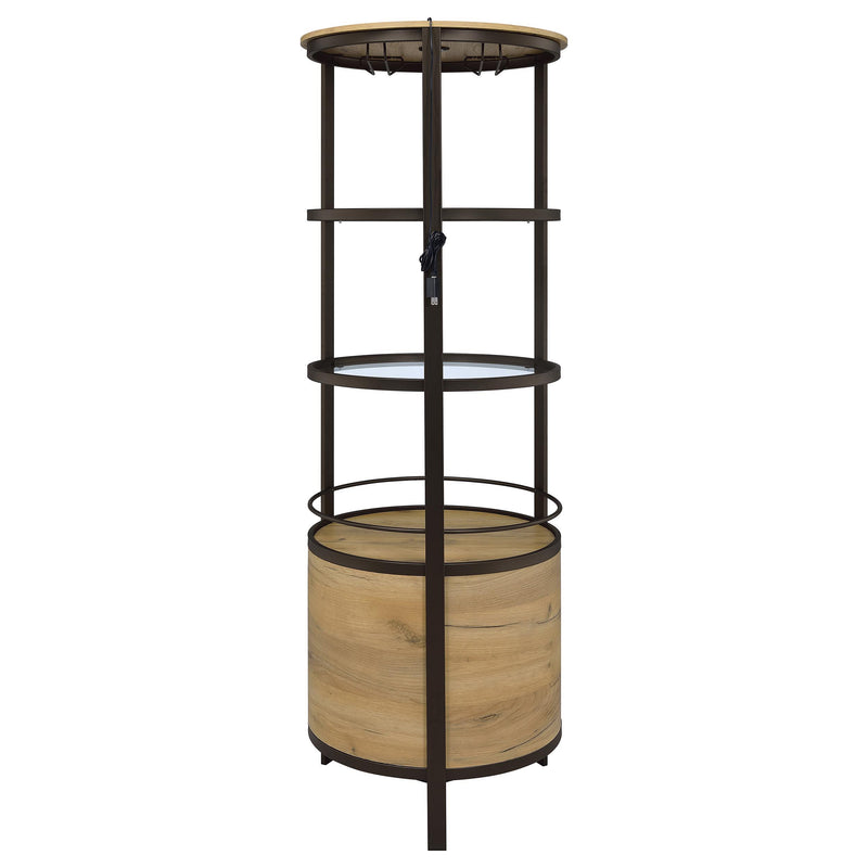 Ritter Round LED Bar Wine Storage Cabinet Rustic Oak - 182480