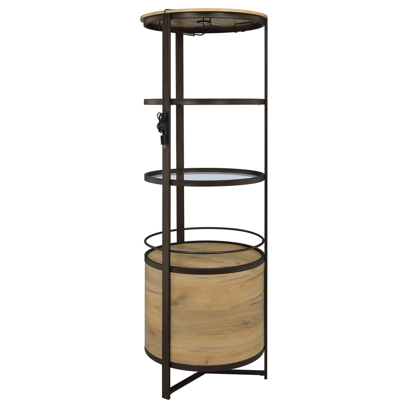 Ritter Round LED Bar Wine Storage Cabinet Rustic Oak - 182480