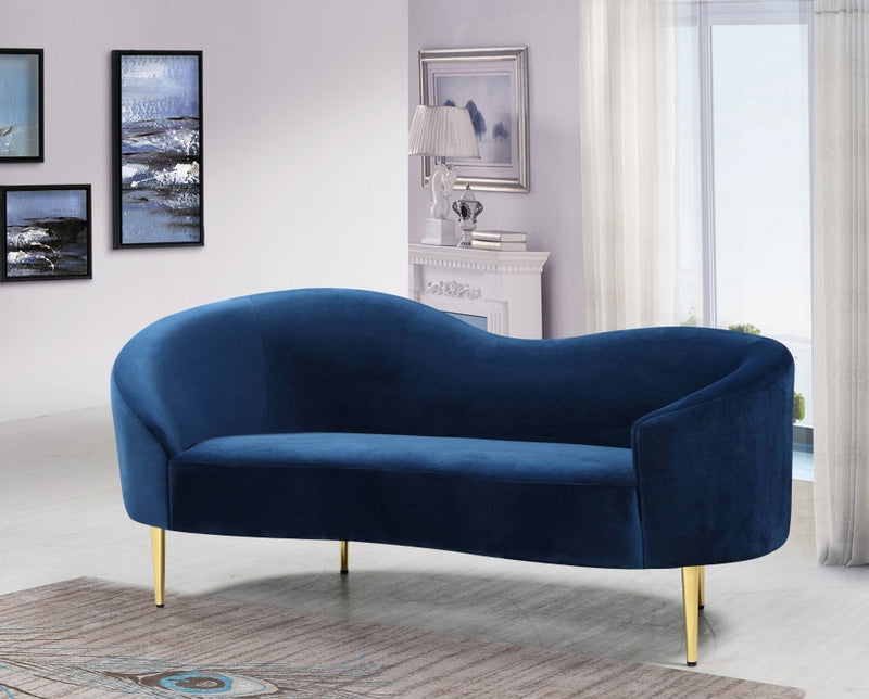 Ritz 67" Velvet Upholstered Loveseat in Blue - 659Navy-L