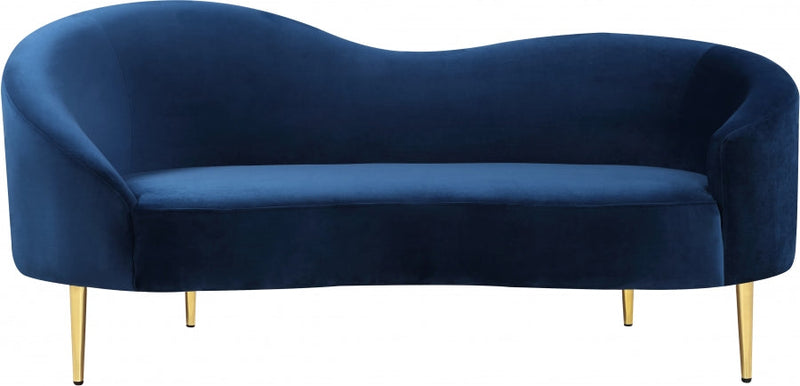 Ritz 67" Velvet Upholstered Loveseat in Blue - 659Navy-L