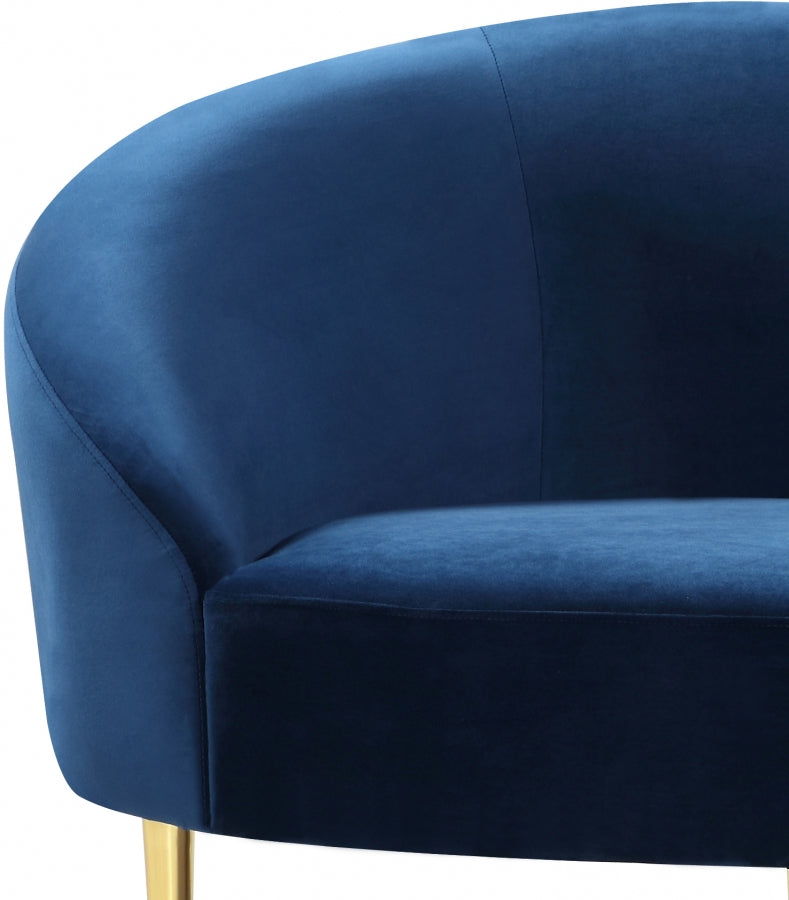 Ritz 67" Velvet Upholstered Loveseat in Blue - 659Navy-L
