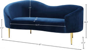 Ritz 67" Velvet Upholstered Loveseat in Blue - 659Navy-L