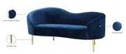 Ritz 67" Velvet Upholstered Loveseat in Blue - 659Navy-L