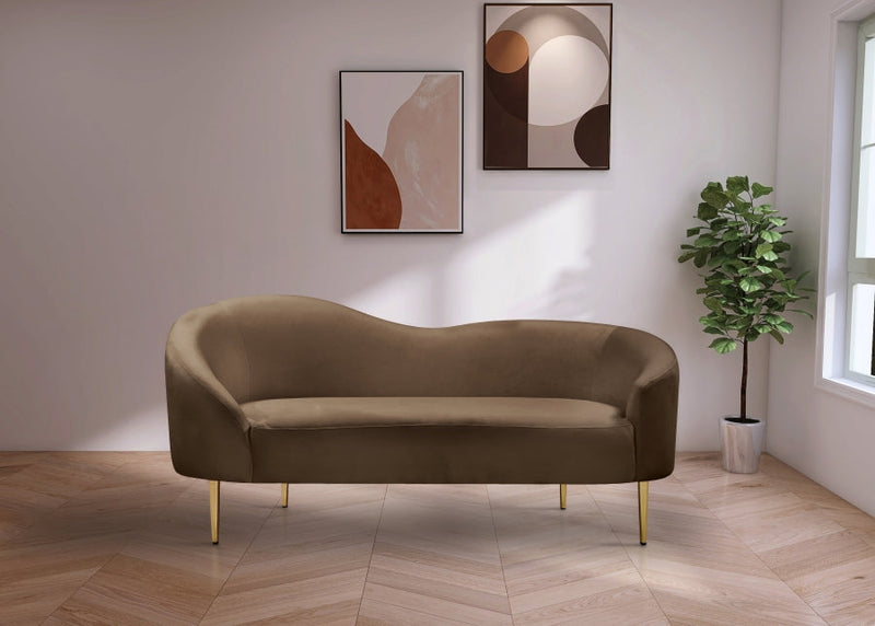 Ritz 67" Velvet Upholstered Loveseat in Brown - 659Brown-L