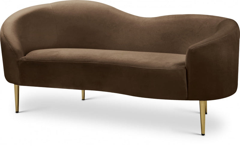 Ritz 67" Velvet Upholstered Loveseat in Brown - 659Brown-L