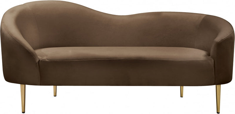 Ritz 67" Velvet Upholstered Loveseat in Brown - 659Brown-L