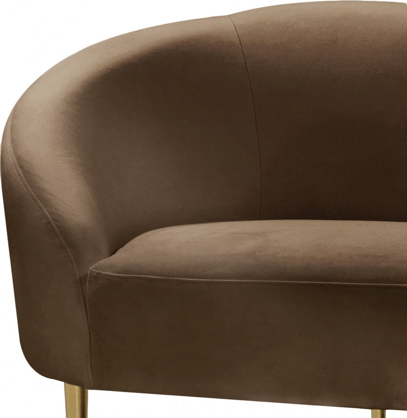 Ritz 67" Velvet Upholstered Loveseat in Brown - 659Brown-L