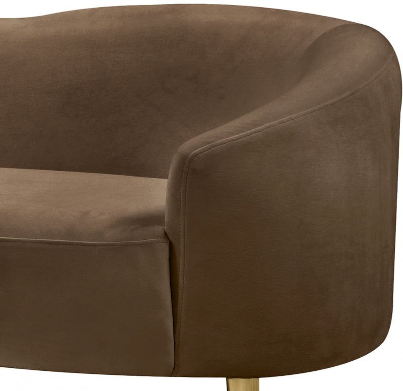 Ritz 67" Velvet Upholstered Loveseat in Brown - 659Brown-L