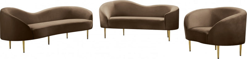 Ritz 67" Velvet Upholstered Loveseat in Brown - 659Brown-L