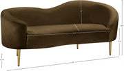 Ritz 67" Velvet Upholstered Loveseat in Brown - 659Brown-L