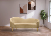 Ritz 67" Velvet Upholstered Loveseat in Camel - 659Camel-L