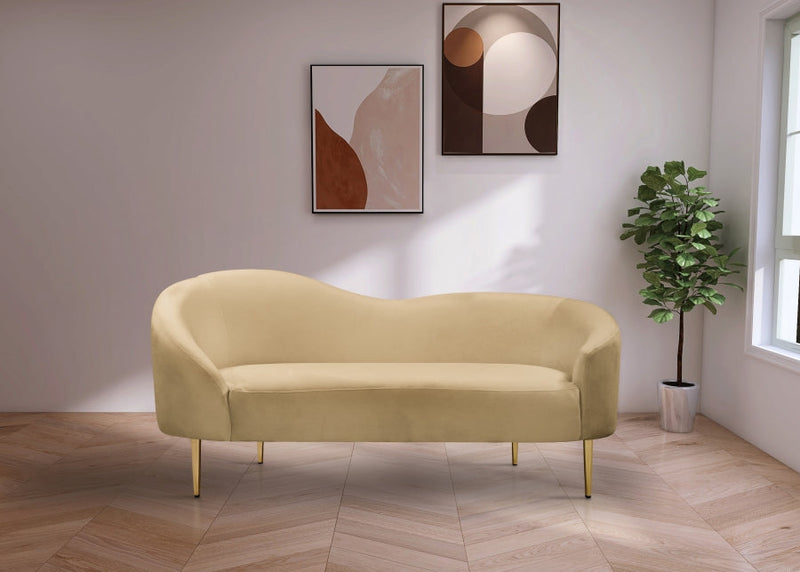 Ritz 67" Velvet Upholstered Loveseat in Camel - 659Camel-L