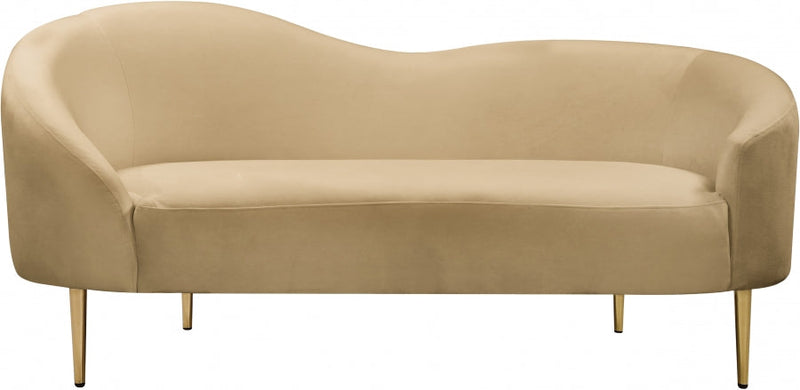Ritz 67" Velvet Upholstered Loveseat in Camel - 659Camel-L