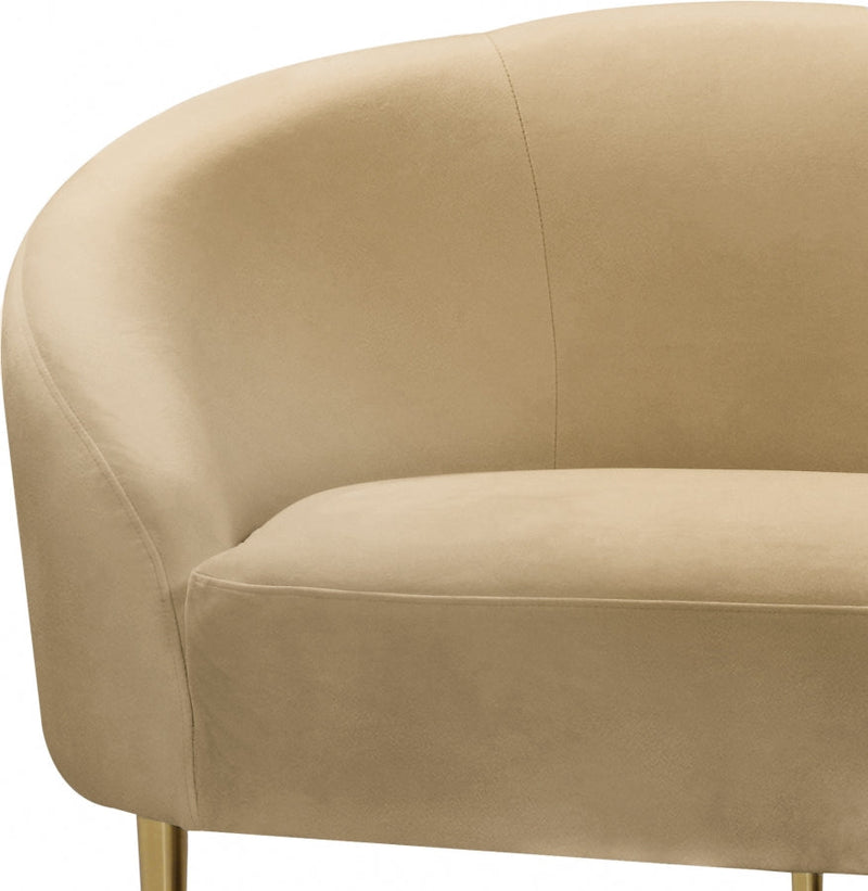 Ritz 67" Velvet Upholstered Loveseat in Camel - 659Camel-L