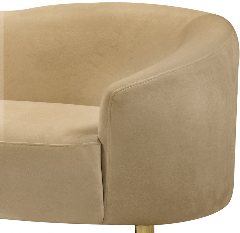 Ritz 67" Velvet Upholstered Loveseat in Camel - 659Camel-L