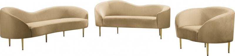 Ritz 67" Velvet Upholstered Loveseat in Camel - 659Camel-L