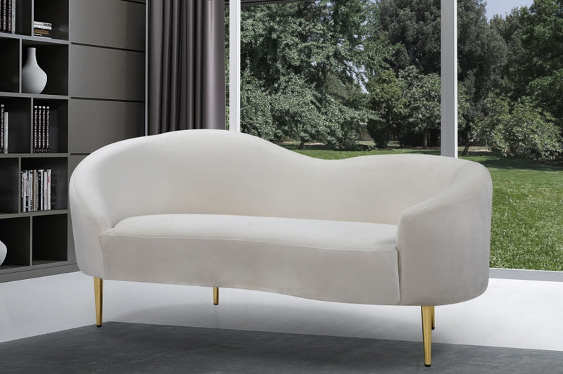 Ritz 67" Velvet Upholstered Loveseat in Cream - 659Cream-L